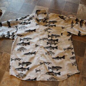 Columbia Fish Themed Short Sleeve Shirt XXL